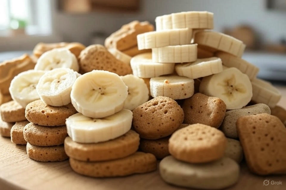 Dog Treats with Banana & Peanut Butter (No Bake Recipe)