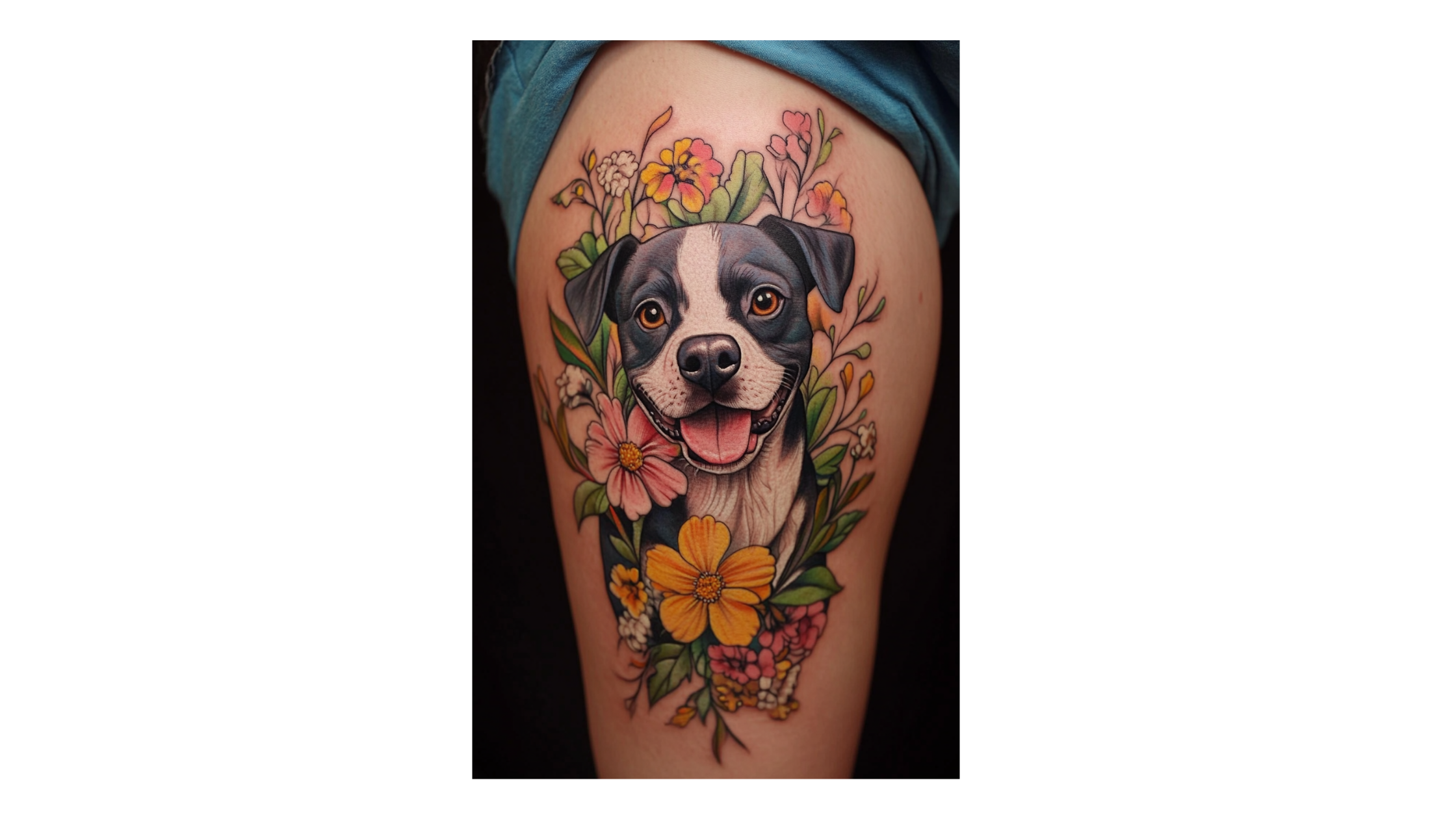 24+ Floral Dog Memorial Tattoo Ideas