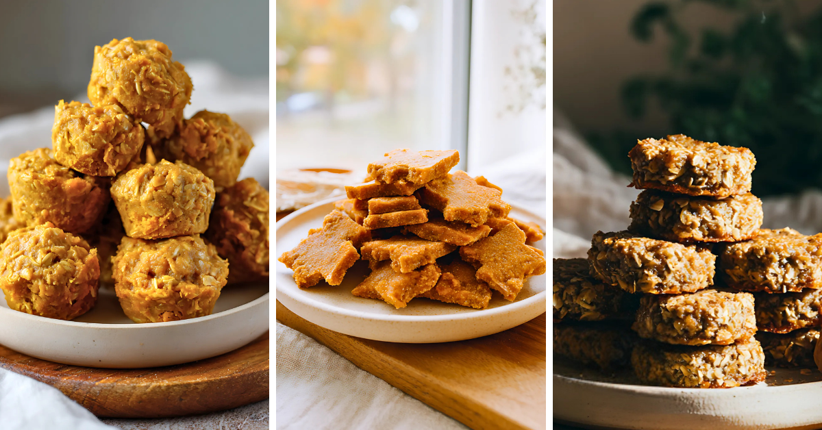 Peanut Butter Applesauce Oat Dog Treats (No-Bake, 3-Ingredient Recipe)