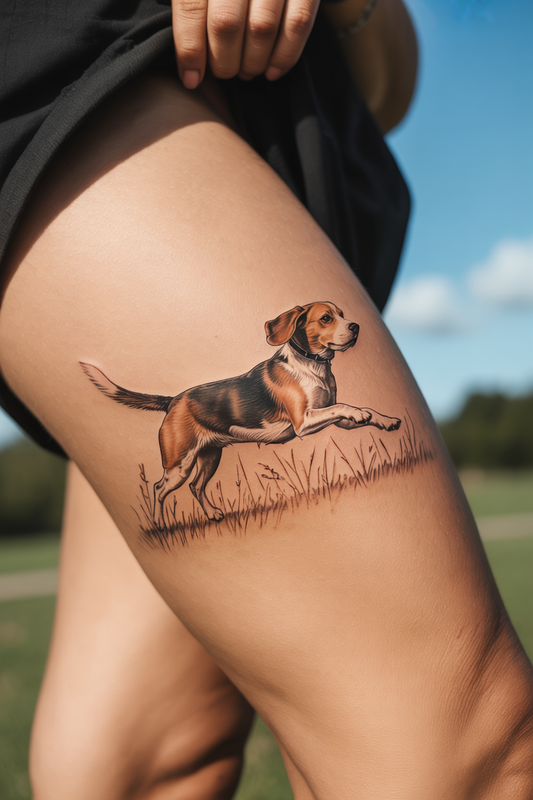 19 Beagle Dog Line Tattoo Ideas