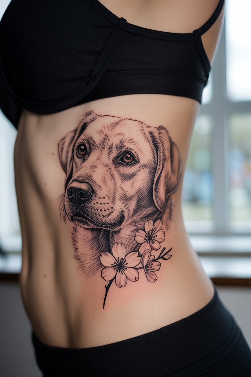 15 Labrador Retriever Flower Tattoo Ideas
