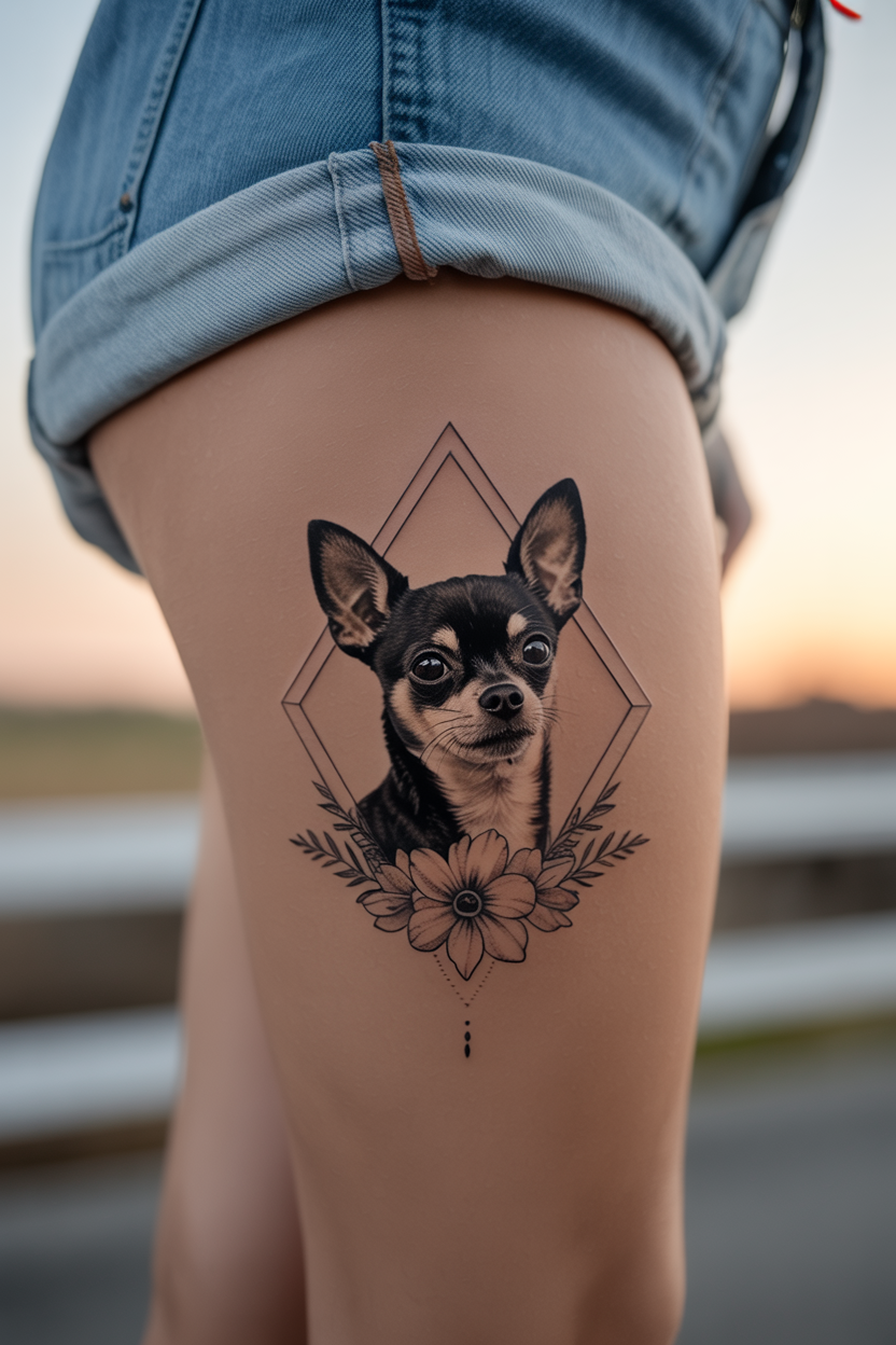 19 American Traditional Chihuahua Dog Tattoo Ideas