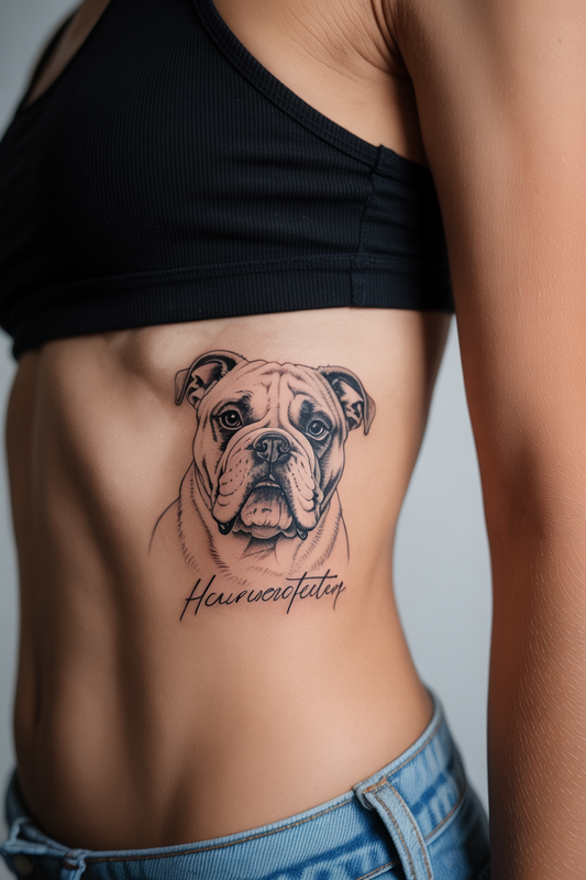 18 Bulldog Dog Portrait Tattoo Ideas