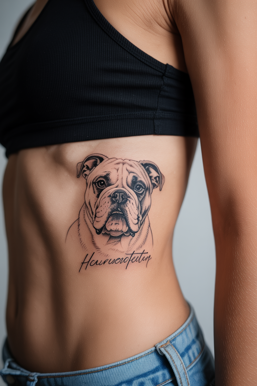 18 Bulldog Dog Portrait Tattoo Ideas