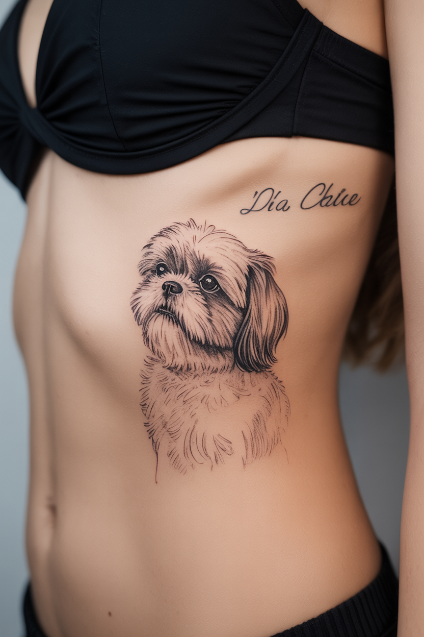 20 Shih Tzu Dog Portrait Tattoo Ideas