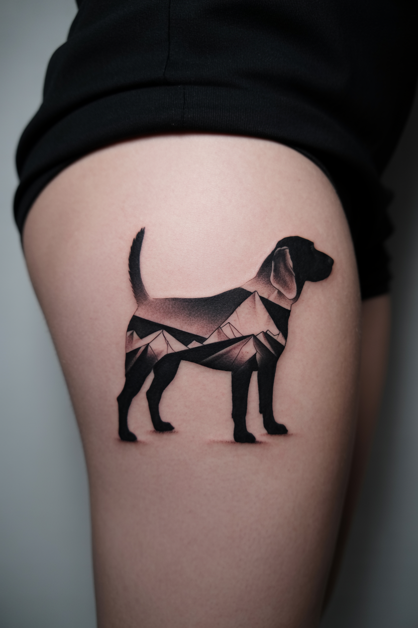 20 Beagle Dog Silhouette Tattoo Ideas
