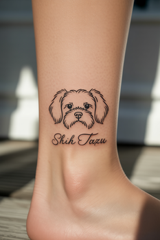 18 Shih Tzu Dog Line Art Tattoo Ideas