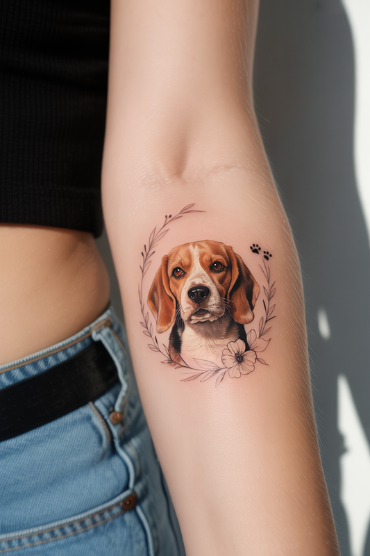 12 Beagle Dog Portrait Tattoo Ideas