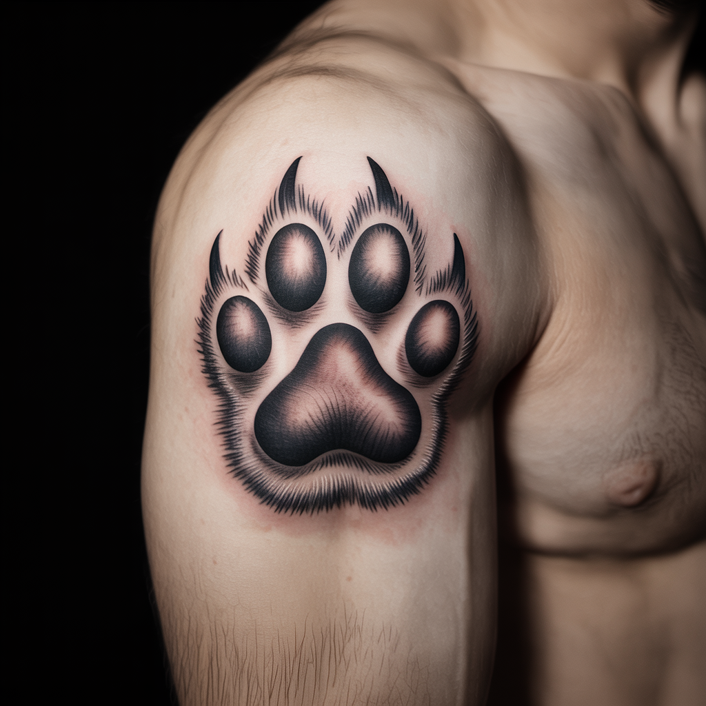 10 Cat Memorial Tattoo with Realistic Paw Print
