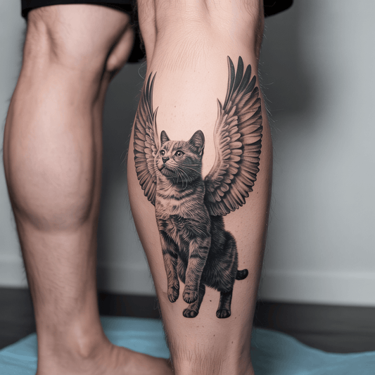 10 Pet Memorial Cat Tattoo with Angel Wings