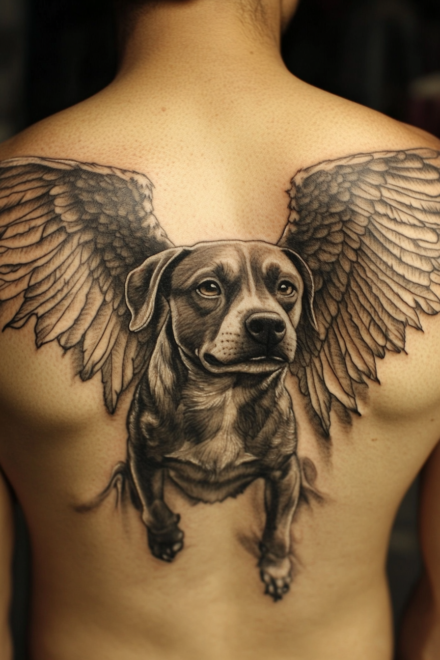 20  Dog Memorial Tattoo Ideas With Wings