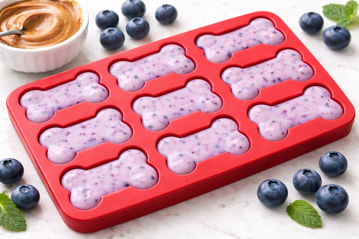 Peanut Butter Blueberry Frozen Dog Treats
