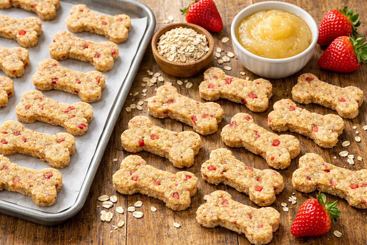 Strawberry Applesauce Dog Treats