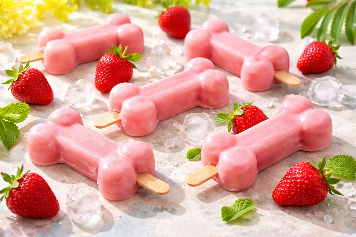 Strawberry Dog Popsicles