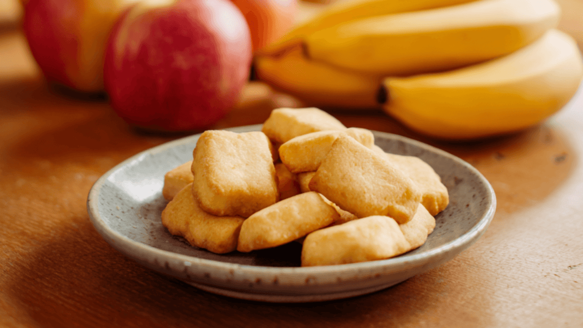 View of Apple and Banana Dog Treats
