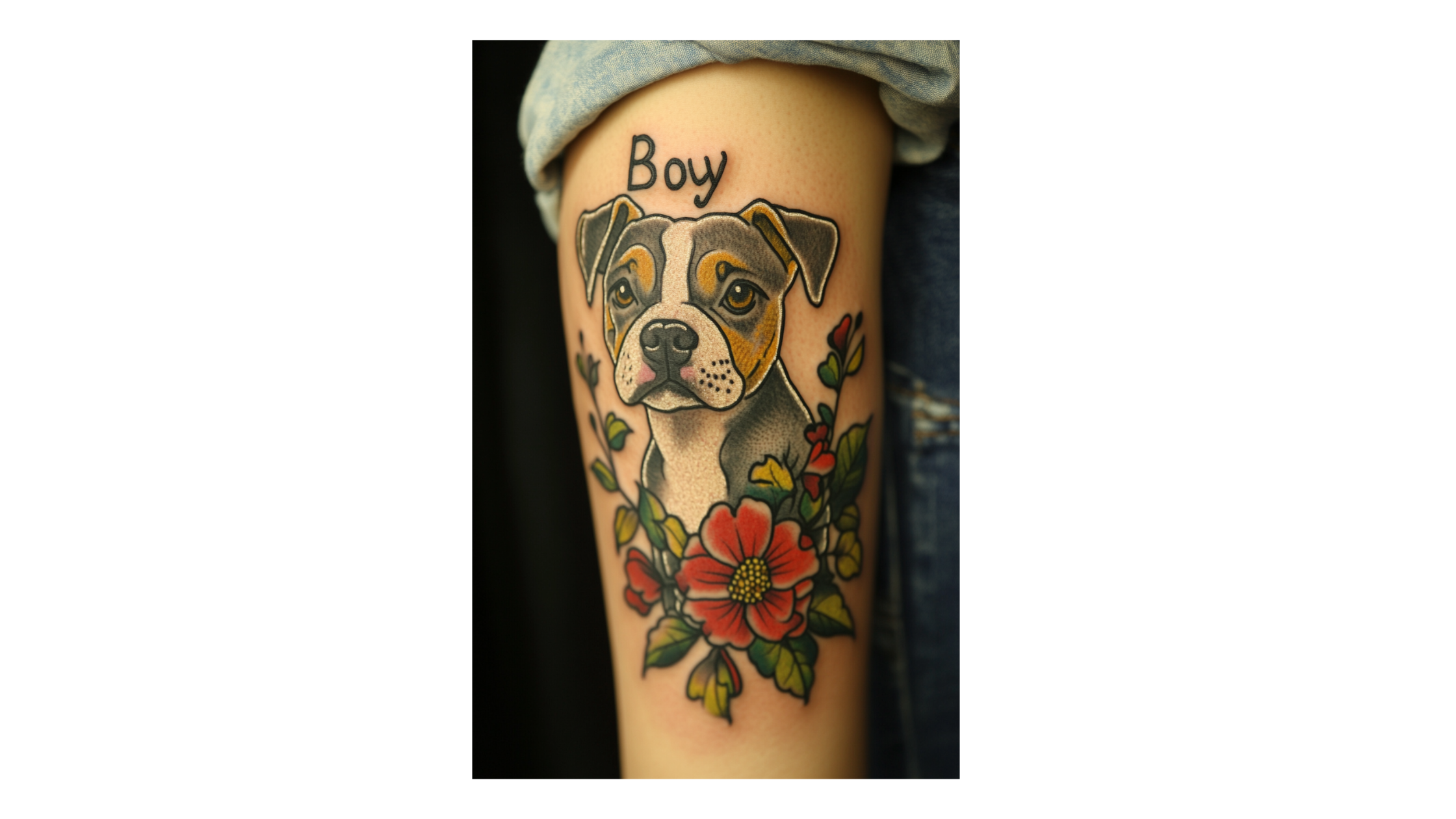 24 Dog Memorial Tattoo for a Dog Named "Boy"