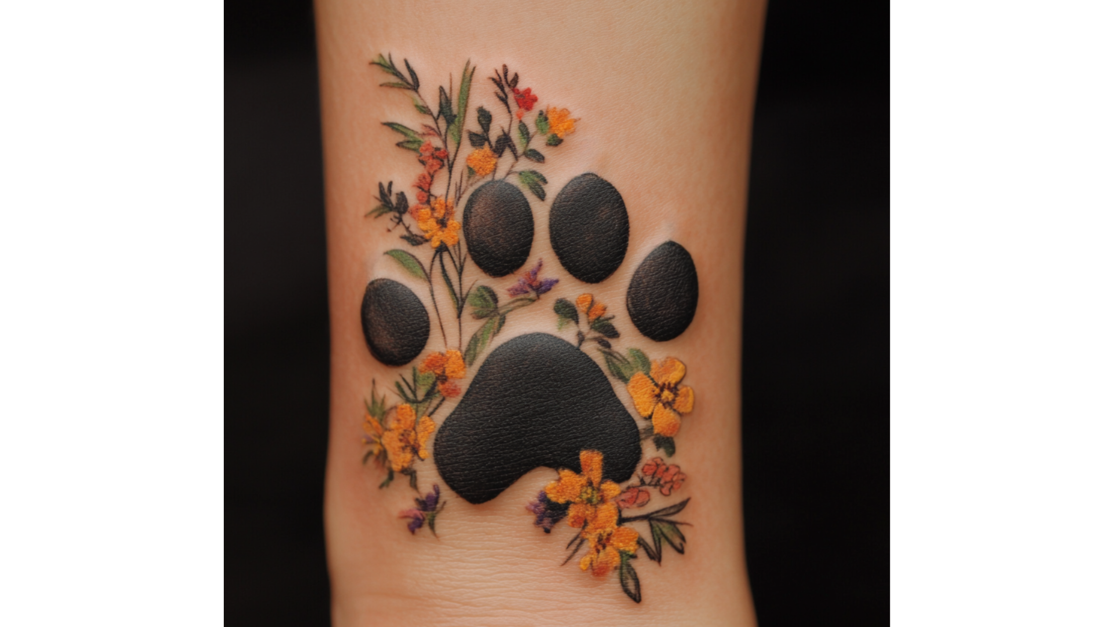10 Dog Paw Memorial Tattoo Ideas With Flowers