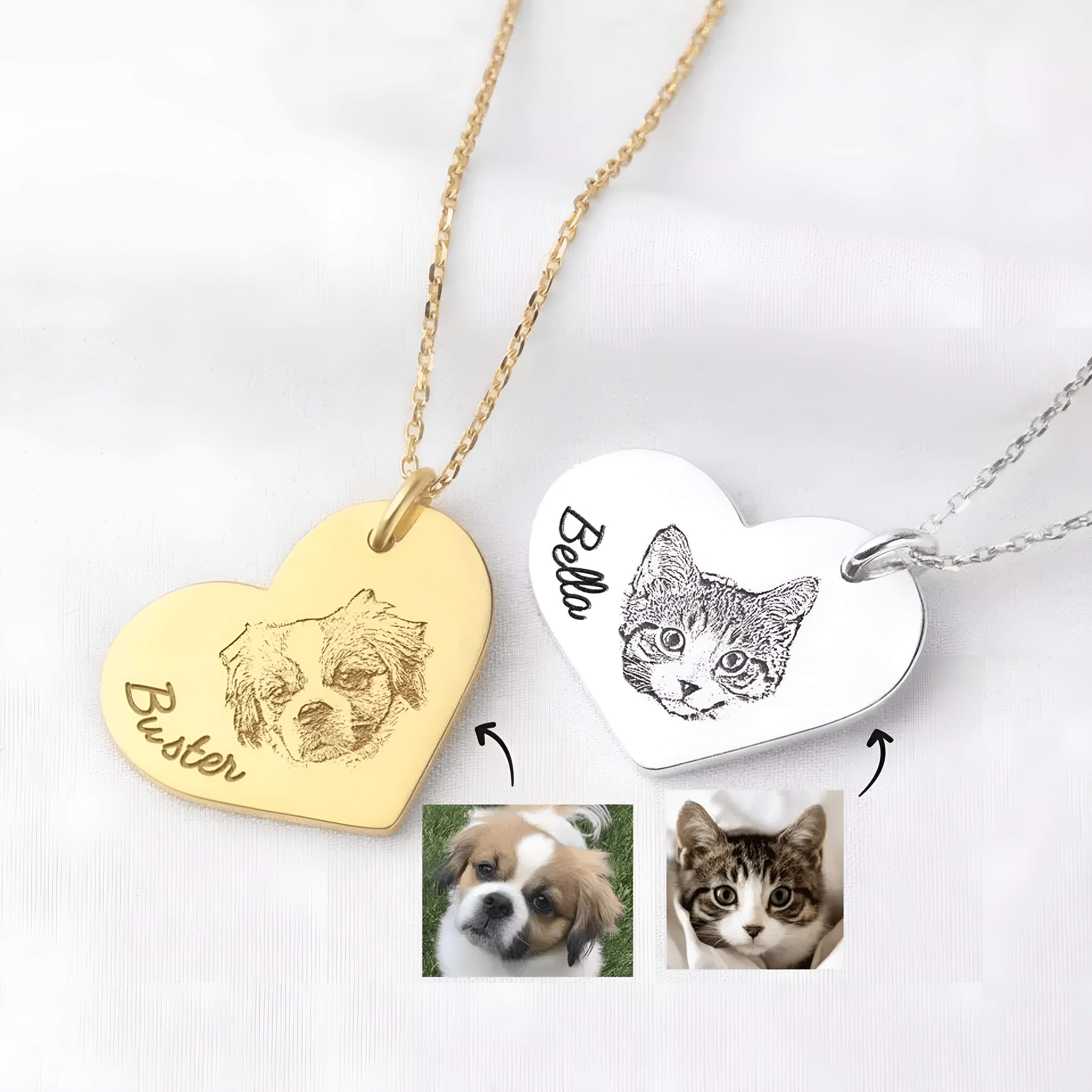 Heart-Shaped Pet Portrait Necklace