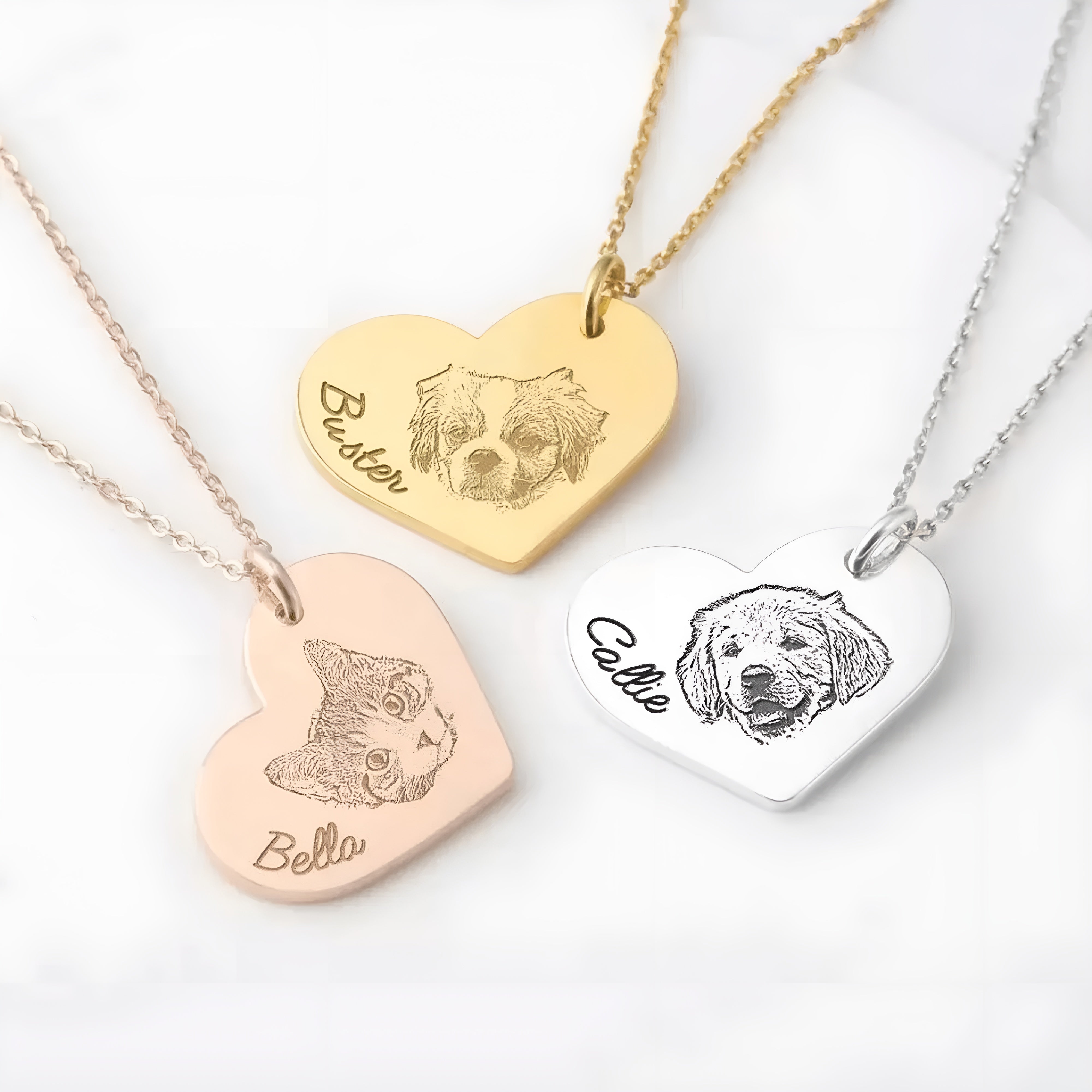 Heart-Shaped Pet Portrait Necklace